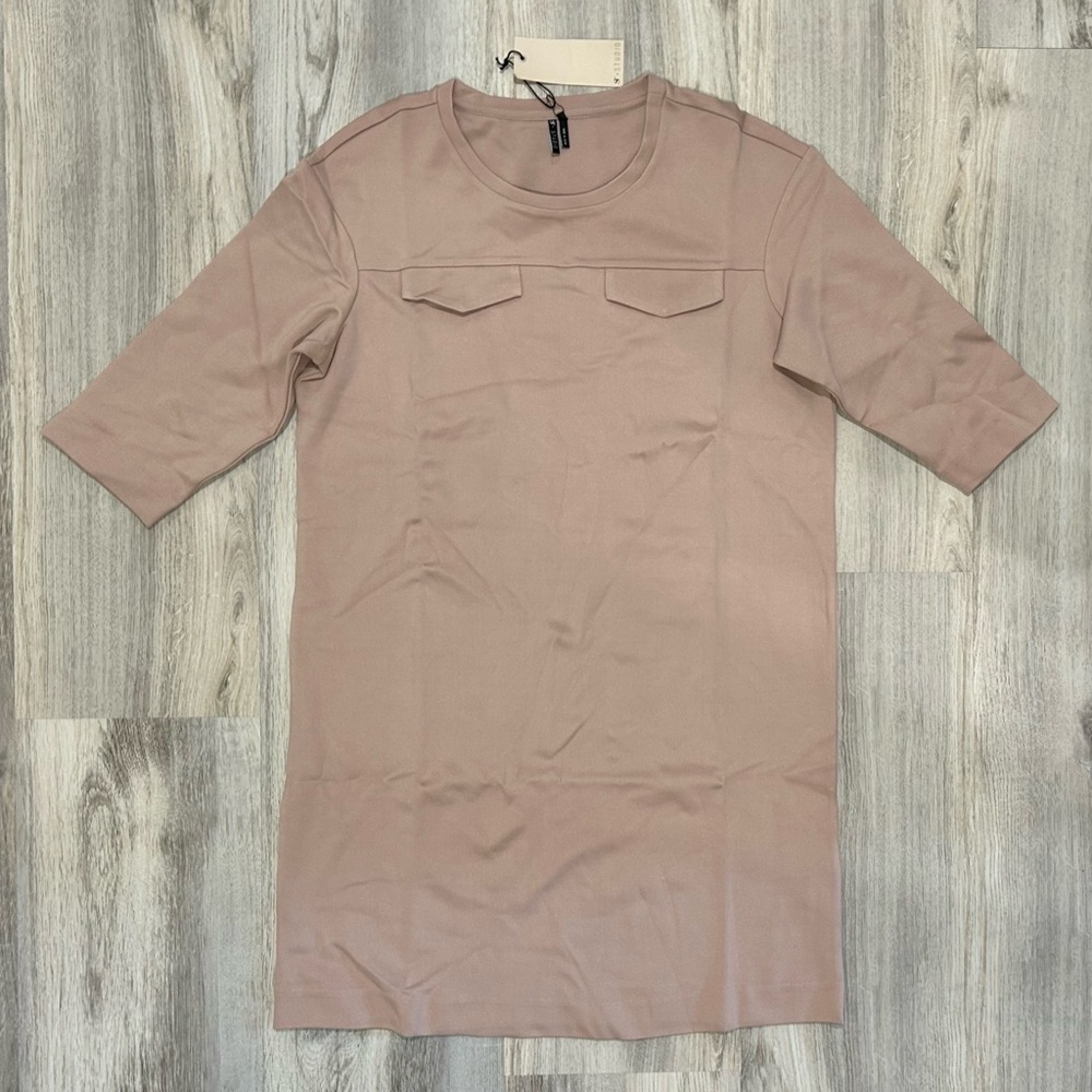 NWT SuperTrash ST Studio Dusty Blush Pink Half Sleeve Mini Shift Dress Size M